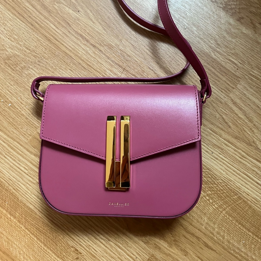Demellier London Vancouver Small Flap Crossbody Bag in Raspberry